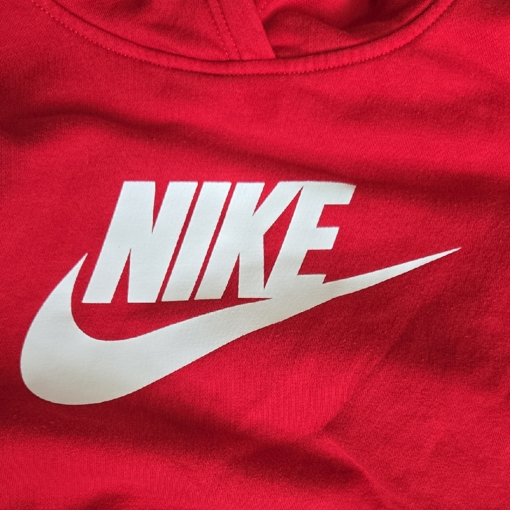 Nike Kids Red Hoodie with White Logo - Picture 3 of 4